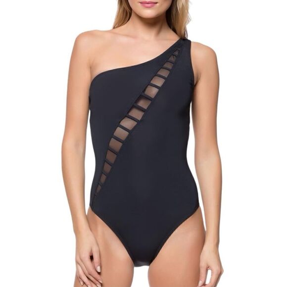 Bleu Rod Beattie Swimsuit Meshing Around Asymmetrical Mio Woman’s Size 10 - Picture 1 of 8
